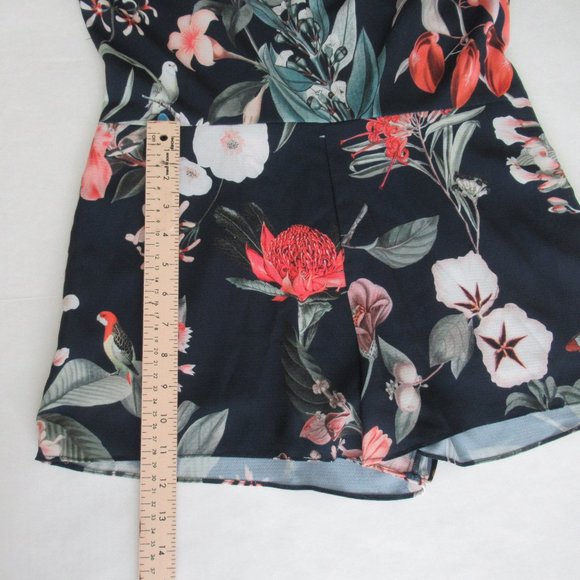 STYLESTALKER Womens Floral Print Romper Size S blue multicolor Lined Back Zip - Picture 10 of 12